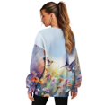 thumbnail image 2 of HELLHERO Hummingbird Daisy Print Women Sweatshirt Fall Long Sleeve Pullover Tops Fashion Oversized Crewneck Sweater Size S, 2 of 7