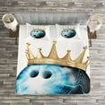 thumbnail image 3 of Ambesonne Bowling Party Quilted Bedspread Set 3 Pcs, Ball with Crown, King Size, Sky Blue Black Beige, 3 of 3