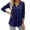 e-650Navy3035, variant on Women Shirts Casual Three Quarter Sleeve Blouse With Button Detail And Flowy Ruffle Front For A Stylish Comfortable Fashionable Female Solid Color Tops
