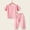 Pink, variant on Amidoa Girls Summer Outfits 2 Piece Cute Short Sleeve Top and Casual Pants Kids Clothing Sets Beige Size 6