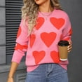 thumbnail image 6 of Qetyuw Womens Fall Drop Shoulder Sweaters Cute Heart Print Long Sleeve Chunky Jumper Casual Loose Fit Sweater, 6 of 9