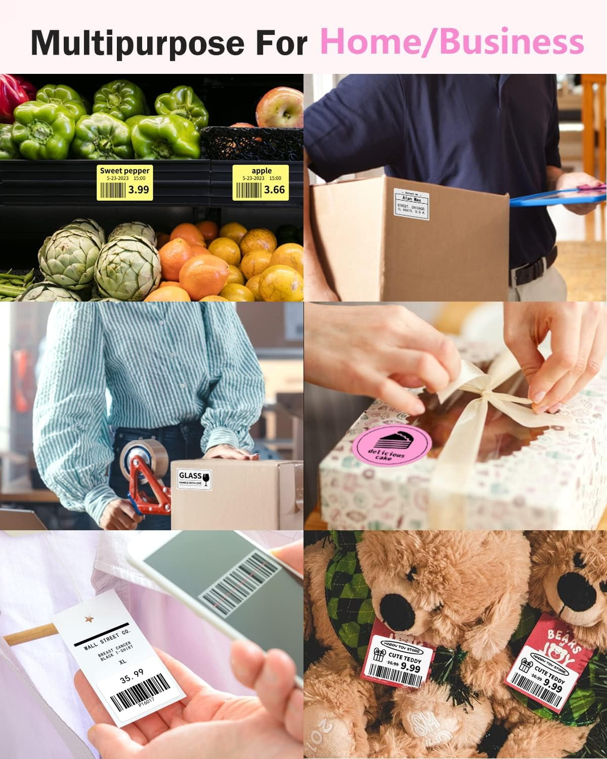 Phomemo M200 Versatile Bluetooth Thermal Label Maker for Shipping, Labeling, and Small Business Applications - Enhance Efficiency and Organization(Pink)