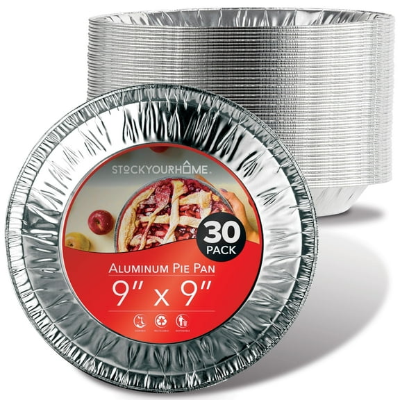 Stock Your Home 9 Inch Aluminum Tart Pie Pans, 30 Count – Disposable and Recyclable Large Pie Pans, Foil Pie Tins for Bakeries, Cafes, Restaurants, Durable Foil Pans for Pies, Fruit Tarts, Quiche