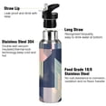 thumbnail image 3 of Yayeee 20oz Insulated Water Bottle Double Wall Stainless Steel with Flip Straw Lid, Pink Stripes, 3 of 7