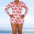 thumbnail image 1 of Combinaisons de Pyjama pour Femmes Grande Taille Imprimé Crème Glacée Manches Longues Combinaison Pyjama Rose TG-5TG, 1 of 16