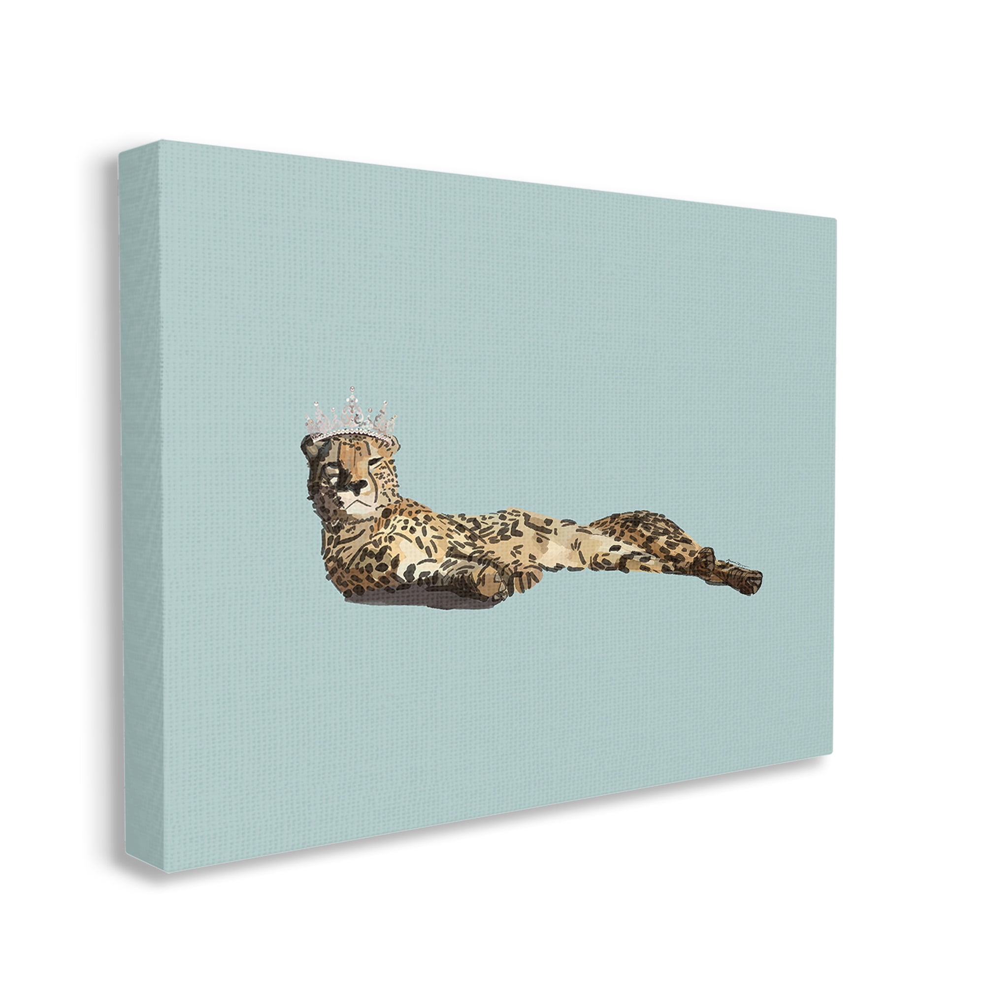 Stupell Industries Royal Leopard with Crown Animals & Insects Painting Gallery Wrapped Canvas Art Print Wall Art, 30 x 24