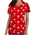 thumbnail image 2 of Uniformes médicos de San Valentín para mujer, modernos, con cuello en V y estampado de corazones, informales, de manga corta, para vacaciones, con bolsillos, 2 of 5