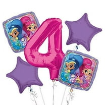 Shimmer and Shine Balloon Bouquet 4th Birthday 5 pcs - Party Supplies