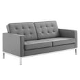 thumbnail image 4 of Modway Loft Tufted Upholstered Faux Leather 3 Piece Set in Silver Gray, 4 of 8