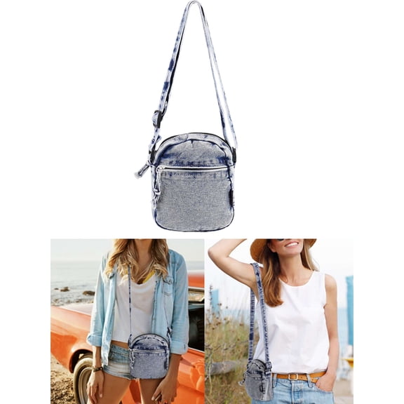 LAVA Women Small Denim Crossbody Bag, Vintage Jean Purse with Adjustable Strap, Lightweight Shoulder Handbag