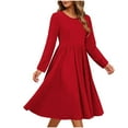 thumbnail image 2 of Mgmyaa Women's Printed Long Sleeve Dress Round Neck Pocket Casual Loose Fit Fashion Dress, 2 of 7