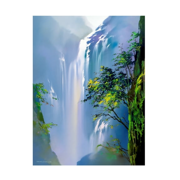 Canvas Wall Art - Thomas Leung 'Spring Cascades' Wall Art for Living Room, Bedroom, or Office Décor by Trademark Fine Art - 14 x 19 Inches