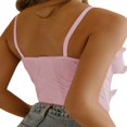 thumbnail image 4 of POINTERTECK Femmes Bustier Tops Spaghetti Sangle Débardeurs Mesh Papillon Sans Manches Été Crop Tops Clubwear Rose S, 4 of 4