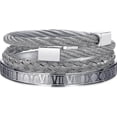 thumbnail image 1 of 3 pulseras de acero inoxidable para hombre, brazalete con números romanos dorados, pulsera con cable trenzado, brazalete ajustable, pulsera de joyería de lujo para hombre, 1 of 4