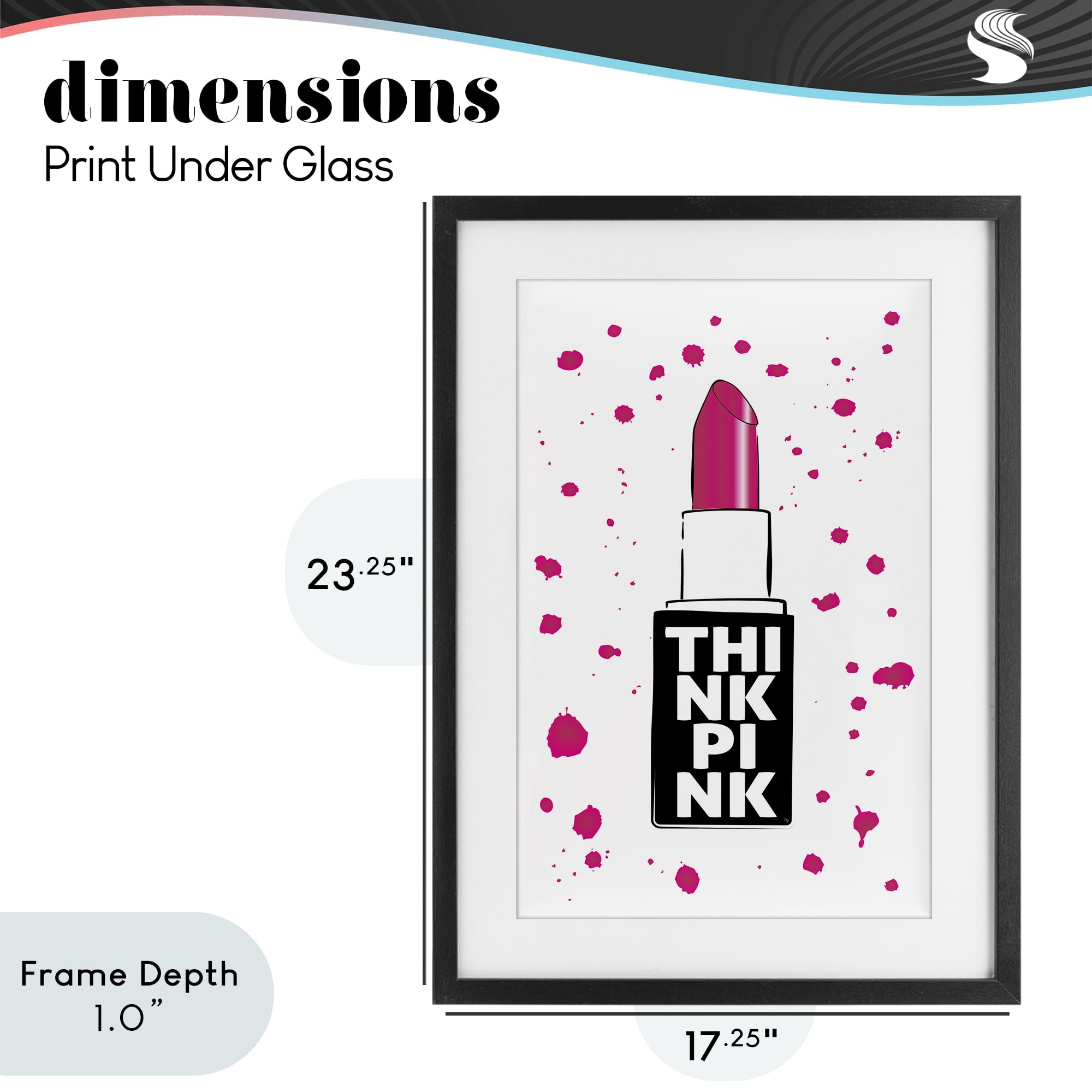 Stupell Industries Think Pink Lipstick Black Framed Print Under Glass, design by Martina Pavlova