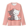 thumbnail image 4 of DISNIMO Pink Cat Long Sleeve Shirt Girls 15-16 Long Sleeve Shirt for Kids Girls Crewneck Tshirt Kids Long Sleeve T Shirt Girls T Shirts Long Sleeve for Kids T-Shirts Girls Tee Shirts, 4 of 7