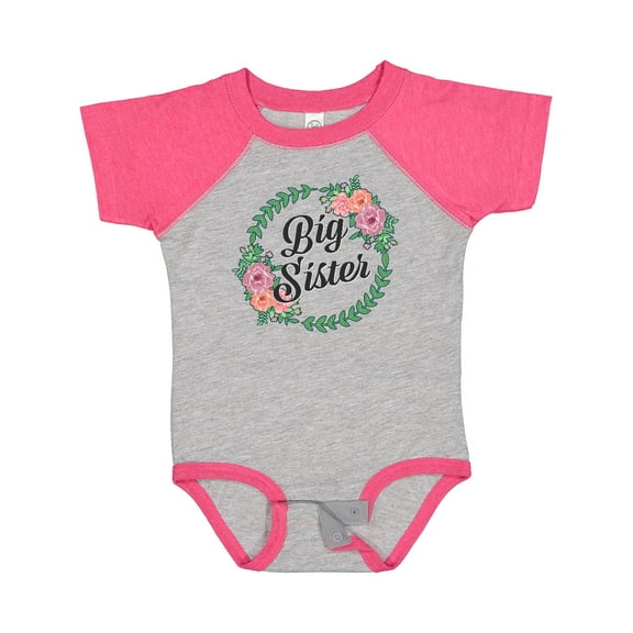 Inktastic Big Sister with Flower Circle Girls Baby Bodysuit