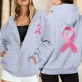 thumbnail image 2 of Women's Zip Up Hoodie Cancer Awareness Pullover Long Sleeve Casual Jacket with Pocket and Drawstring for Everyday Wear, 2 of 6