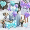 thumbnail image 6 of Iridescent Blue Purple Heart Balloons, Iridescent Blue Bow Balloons, 10Pcs 18 Inch Heart Shaped Balloon and 38 Inch Helium Bow Foil Balloon for Birthday Valentines Valentines Day Frozen Party Decor, 6 of 8