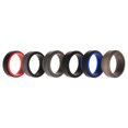 thumbnail image 1 of Juego de anillos escalonados de boda de silicona de 2 capas - Negro por ROQ para hombres - Anillo de 6 x 7 mm, 1 of 1
