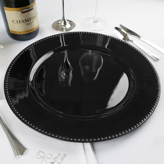 Efavormart 24 pcs 13" Black Round Charger Plates Dinner Chargers for Tabletop Decor Holiday Wedding Catering Event Decoration