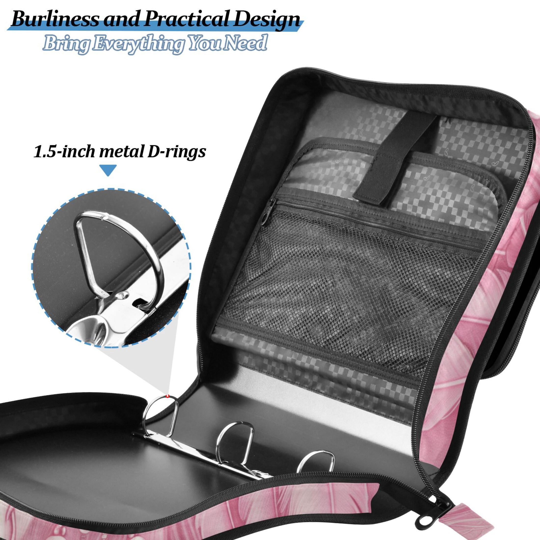 3 Ring Zipper Binder with Shoulder Strap Waterproof Trapper Keeper 2 Inch D-Ring 500 Sheets Capacity Elegant Horse with Long Hair