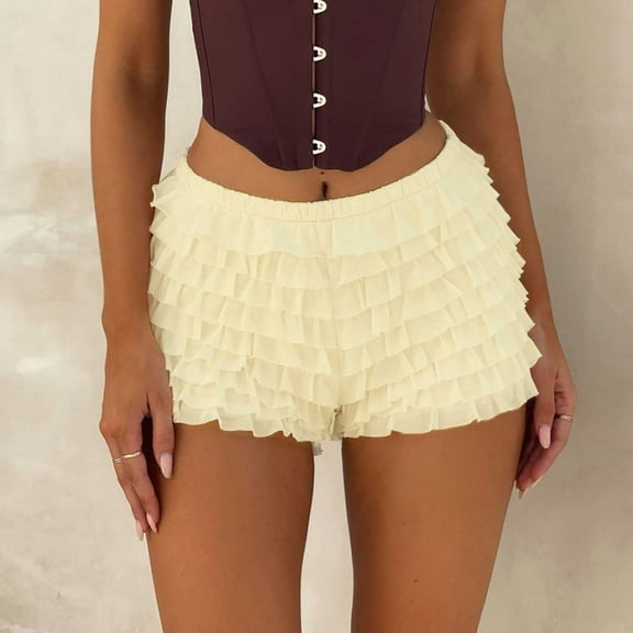 Women's Plus Womens Sweatpants Plus Size Petite Wide Leg Women Lace Mini Skirt Low Rise Micro Skirt Asymmetrical Ruffle Hem Flared Lingerie Short Pettipants Features: