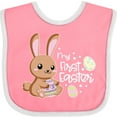 thumbnail image 3 of Inktastic My 1st Easter with Cute Brown Bunny and Easter Eggs Boys or Girls Baby Bib, 3 of 4