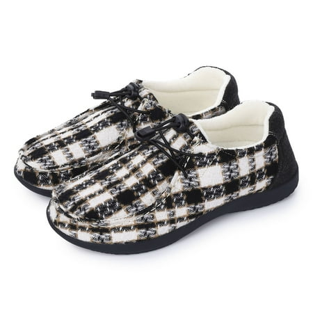 

Women s House Slippers Slippers with Arch Support Elastic Band Non-slip Orthotic Shoes Black and White 9