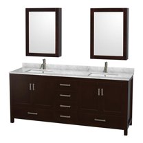 Wyndham Collection Sheffield 80" Wood & Metal Double Bathroom Vanity in Espresso