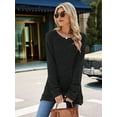 thumbnail image 6 of Womens Y2K Split Side Knit Sweater Crewneck Long Sleeve Pullover Solid Knit Side Slit Blouse Tunics, 6 of 8