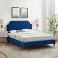 thumbnail image 2 of Platform Bed Frame, Queen Size, Velvet, Blue Navy, Modern Contemporary Urban Design, Bedroom Master Guest Suite, 2 of 10