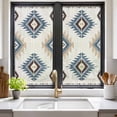 thumbnail image 2 of Blue Aztec Window Privacy Film, Southwest Boho Tribe Abstract Geometric Art Static Cling UV Sun Blocking Heat Control Window Tint, Non-Adhesive One Way Windows Privacy Cover 17.7''x39.3'', 2 of 7
