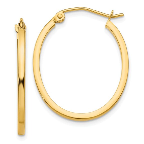14k Yellow Gold Lightweight Fancy Oval Hoop Earrings - Measures 17x20.5mm Wide 1.5mm Thick