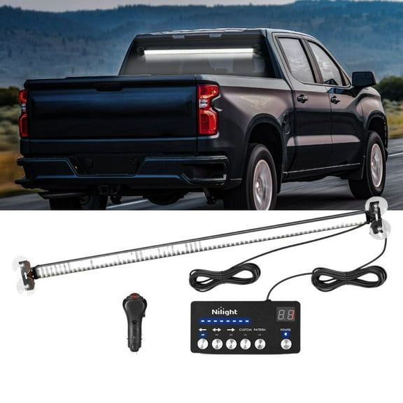 Nilight 144LED Traffic Advisor Strobe Light Bar with White Emergency Warning Lights Hazard Interior Front/Rear Windshield Flashing