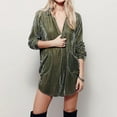thumbnail image 2 of Lovskoo 2024 Womens Velvet Dress V-Neck Long Sleeve Oversized Mini Party Cocktail Boyfriend Dress Olive Green, 2 of 6
