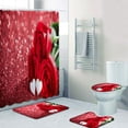 thumbnail image 3 of Ensemble de Rideaux de Douche Imperméables Imprimé Cœur d'Amour 3D 16 Pcs Ensemble de Salle de Bain avec Tapis de Base Tapis de Toilette Rideau de Douche, 3 of 6