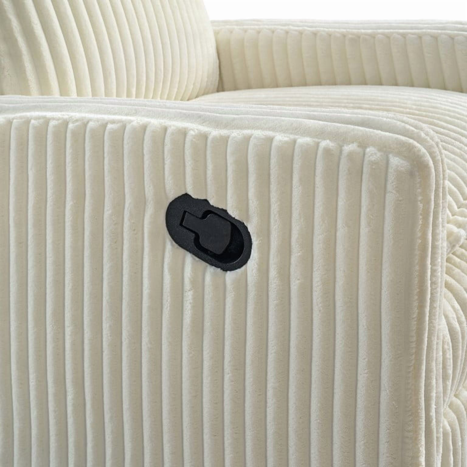 Oxford Baby Uptown Upholstered Glider Recliner Rocking Chair 360° Swivel for Nursery and Living Room – Corduroy Pearl White​