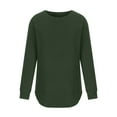 thumbnail image 4 of IROINNID Long Sleeve T-Shirts for Women Autumn Winter Solid Round-Neck Pullover Tops,Olive Green, 4 of 7
