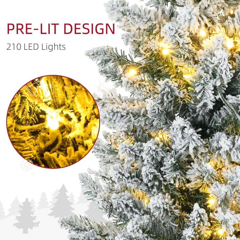 Alvantor Christmas Tree Pre-Lit Pencil with Warm White LED Lights 21.75"x21.75"x84" 7ft Green