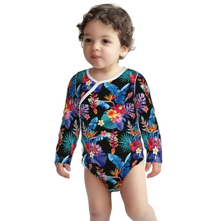 

Fotbe Tropical Palm Leaves Pattern Unisex-baby Long-sleeve Bodysuit Long Sleeve Bodysuits One-piece 100% Organic Cotton for Infant Baby Boys Unisex-3 Months