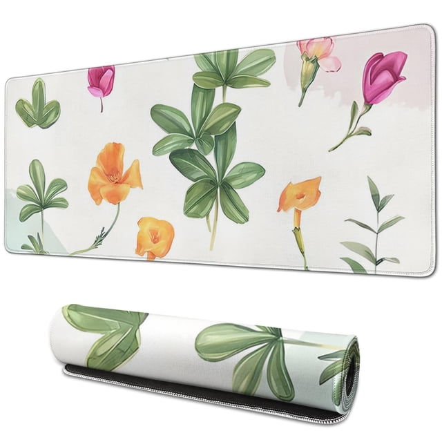 Express Yourself with Beautiful Flowers Plants Mouse Pad - Personalized, Premium Textured & Washable - Non-Slip Base for Wireless Mouse, 31.5x11.8 Inch