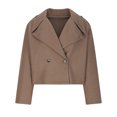 thumbnail image 4 of JGGSPWM Women's Wool Blend Crop Peacoat Lapel Collar Trench Coat Short Winter Jacket for Office Work Thick Overcoat Coffee 2XL, 4 of 6
