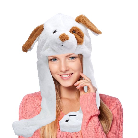 Animal Head Covers - Style I A - Animal Hat with Ears Moving Jumping up Beating Hat Plush Holiday Cosplay Dress up Funny, 1 Animal Head Cover, Easter, Wedding Makeup Organizers