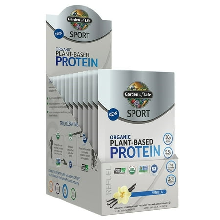 Garden of Life Sport Organic Plant-Based Protein Powder, Vanilla, 1.6 Oz, 12 Ct