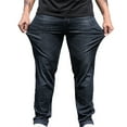 thumbnail image 6 of MELDVDIB Mens Jeans Pant Baggy Button Elastic Waisted Straight Leg Pants Fashion Casual Stretch Comfy Lounge Trousers with Pockets Black S, 6 of 6