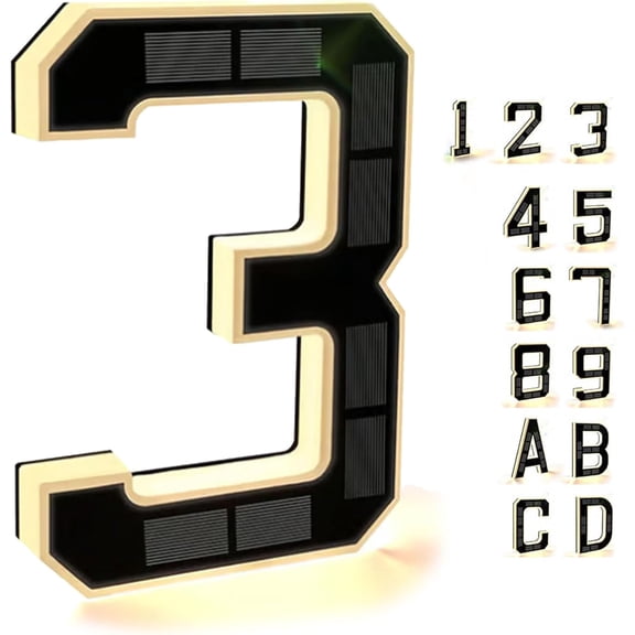9 Inch Solar-Powered Outdoor House Number Light, No Wiring, Light Up House Numbers for Outside with Solar Panel, Waterproof LED Address Numbers for Home (3-9IN)