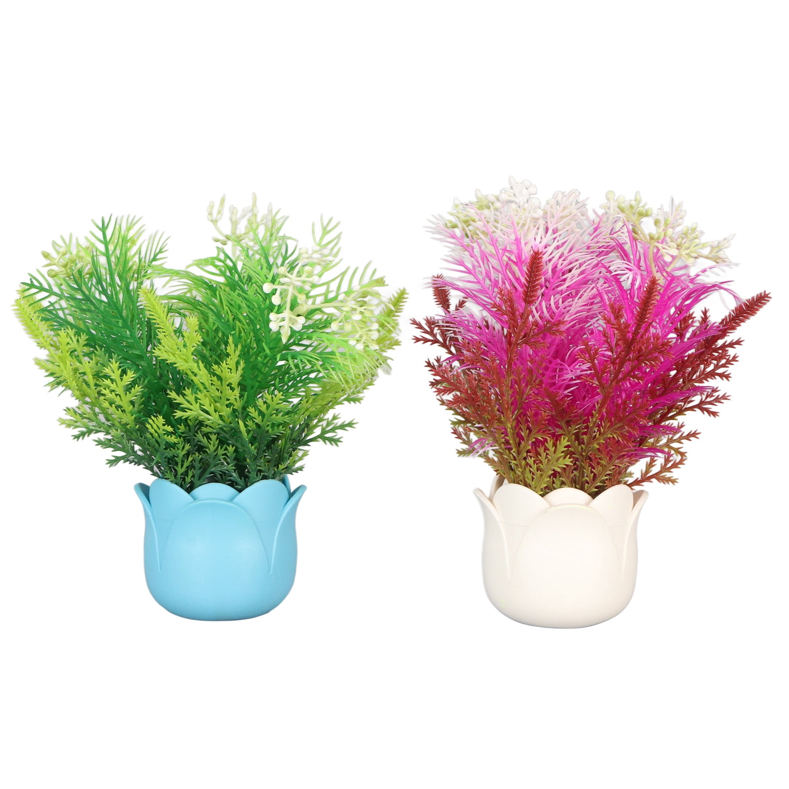Rupoun 2pcs Artificial Aquarium Plants Silicone Flowers Resin Fish Tank Decoration Glow in the Dark Plant Ornament, 14.96 inches / 38 cm