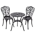 thumbnail image 2 of Withniture 3pcs Outdoor Bistro Set, Cast Aluminum Patio Dining Table and Chairs with 2" Umbrella Hole，for Front Porch, Garden Black, 2 of 13