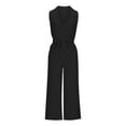 thumbnail image 4 of ABATAB Jumpsuits for Women Elegant V Neck Sleeveless Loose Romper Wide Leg Belted Casual Long Pants Business Dressy Outfits, 4 of 5